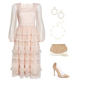 Rachel Parcell Tiered Ruffle Long Sleeve Lace